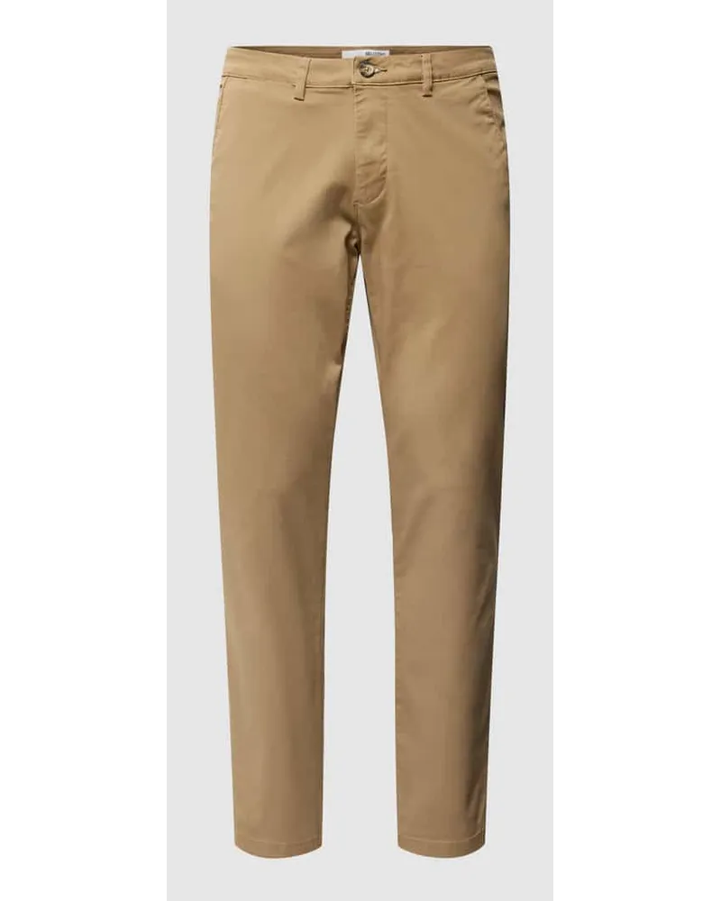 Selected Homme Slim Fit Chino in unifarbenem Design Modell 'NEW Miles Camel