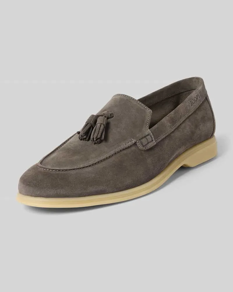 JOOP! Loafers mit glatter Sohle Modell 'Velluto Mittelgrau
