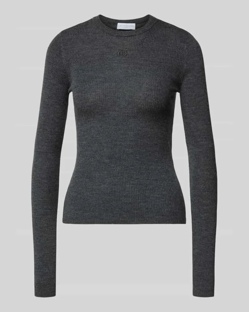 LeGer by Lena Gercke Strickpullover aus Wolle mit Stitching Modell 'Corin Jumper Anthrazit