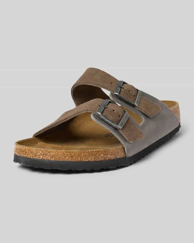 Birkenstock Sandalette aus Leder Modell 'Arizona Mittelgrau