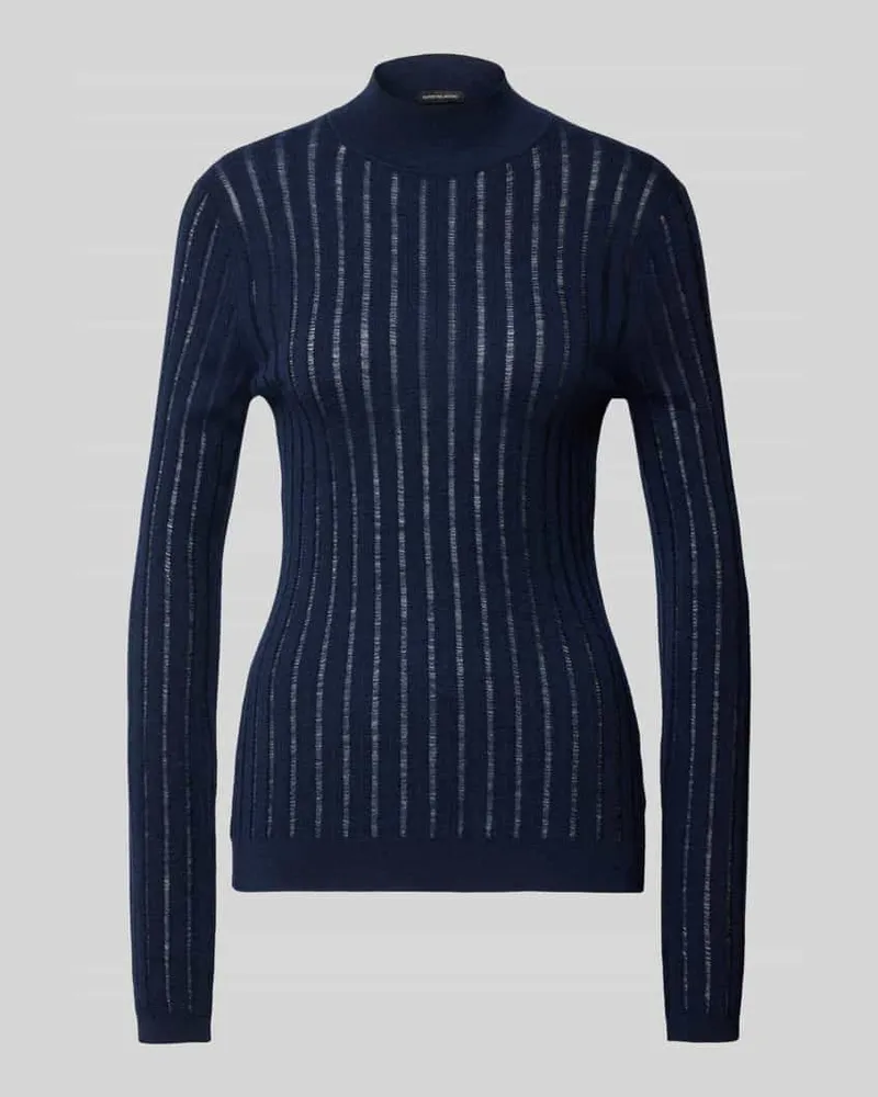 HUGO BOSS Strickpullover mit Strukturmuster Marine