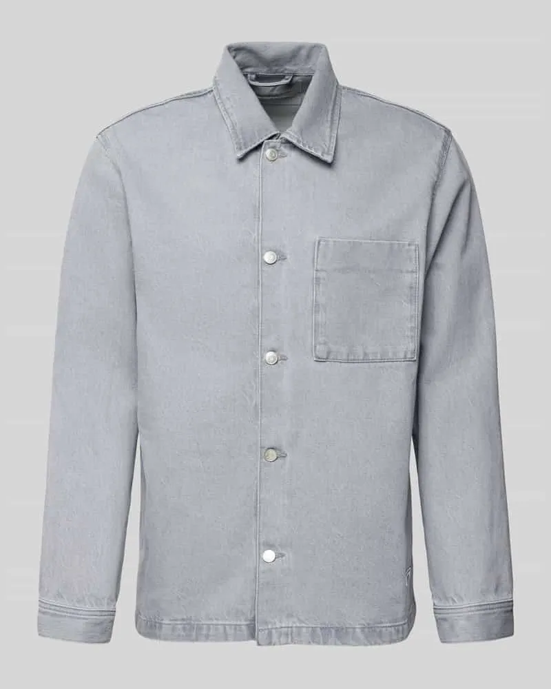 Marc O'Polo Regular Fit Hemdjacke aus reiner Baumwolle Hellgrau