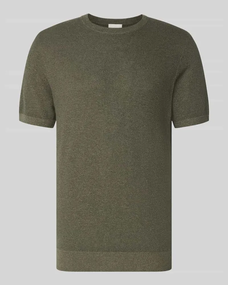 Profuomo T-Shirt aus Baumwoll-Leinen-Mix Oliv