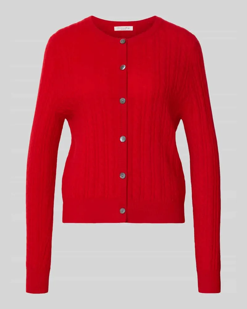Christian Berg Regular Fit Strickjacke aus reinem Kaschmir mit Zopfmuster Rot