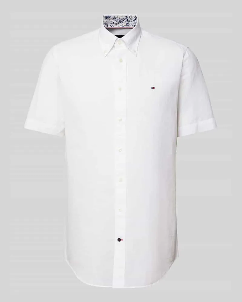 Tommy Hilfiger Regular Fit Business-Hemd mit Button-Down-Kragen Weiss