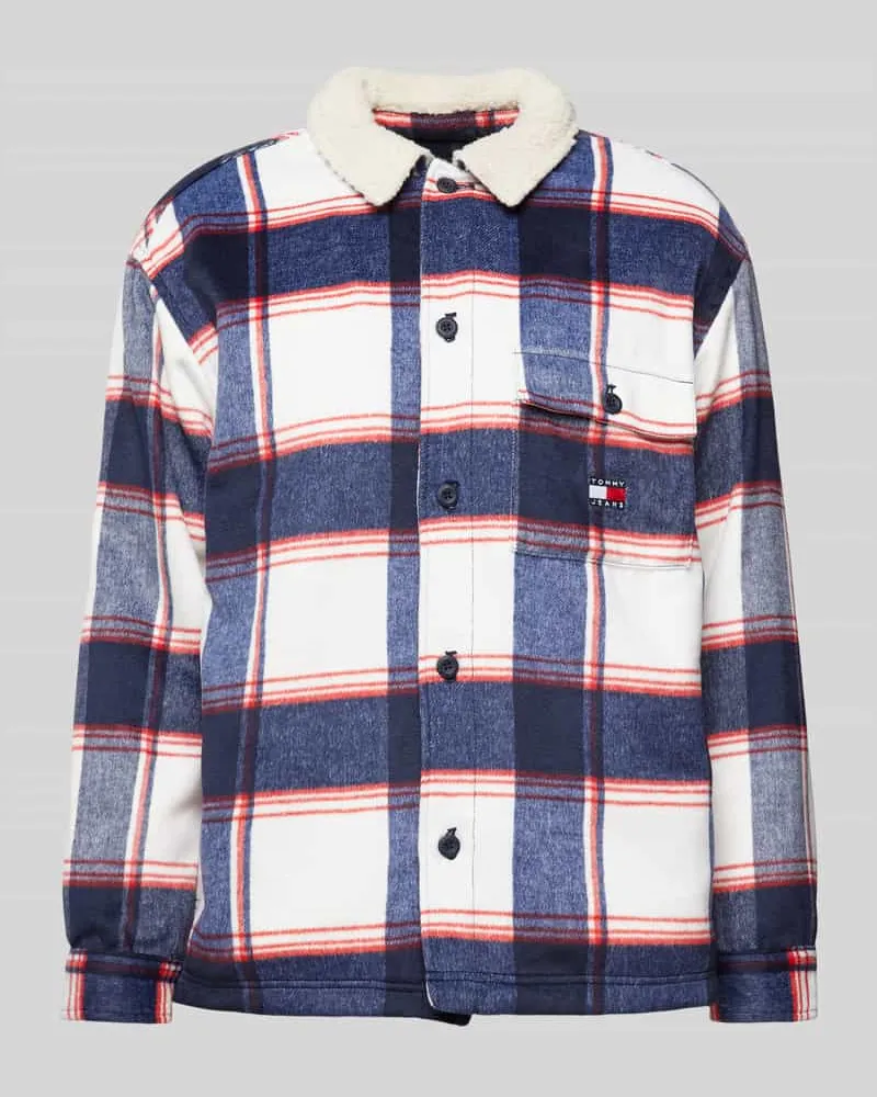 Tommy Hilfiger Regular Fit Hemdjacke mit Knopfleiste Modell 'CHECK SHERPA Marine