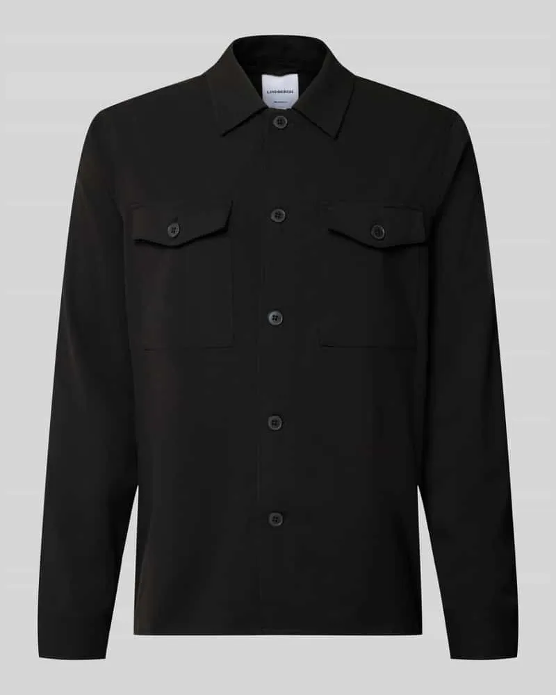 Lindbergh Relaxed Fit Hemdjacke mit Brusttaschen Black