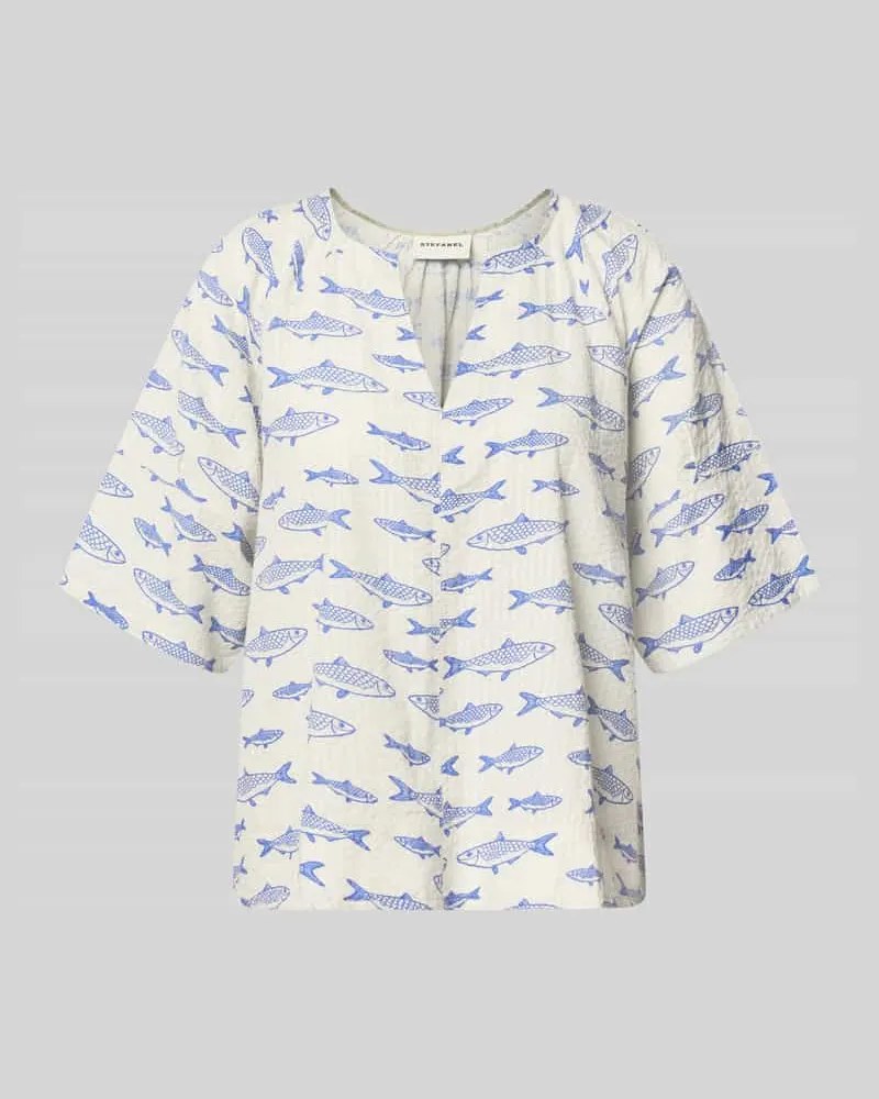 Stefanel Blusenshirt im Allover-Look Modell 'SADIRA Offwhite