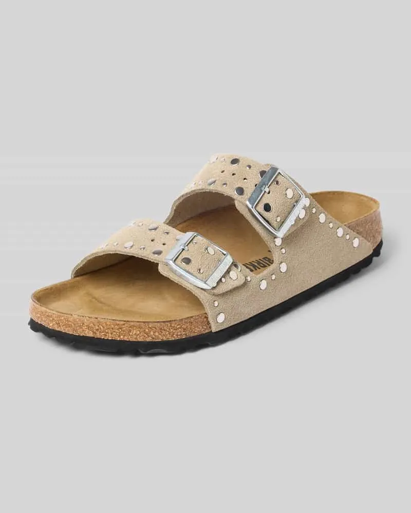 Birkenstock Sandalette aus Leder mit Nieten Modell 'Arizona Rivet Taupe