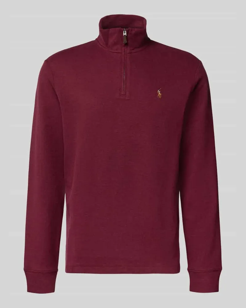 Ralph Lauren Strickpullover mit Stehkragen Dunkelrot