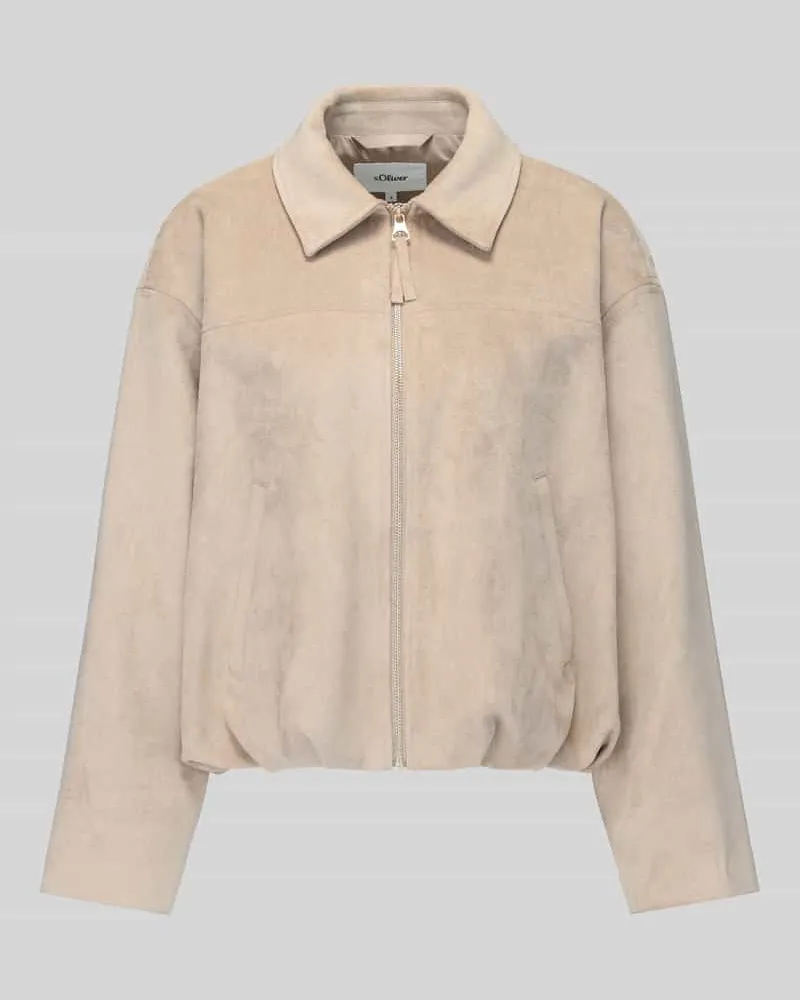 S.Oliver Relaxed Fit Jacke aus Polyester-Mix mit Samt-Optik Hellbraun