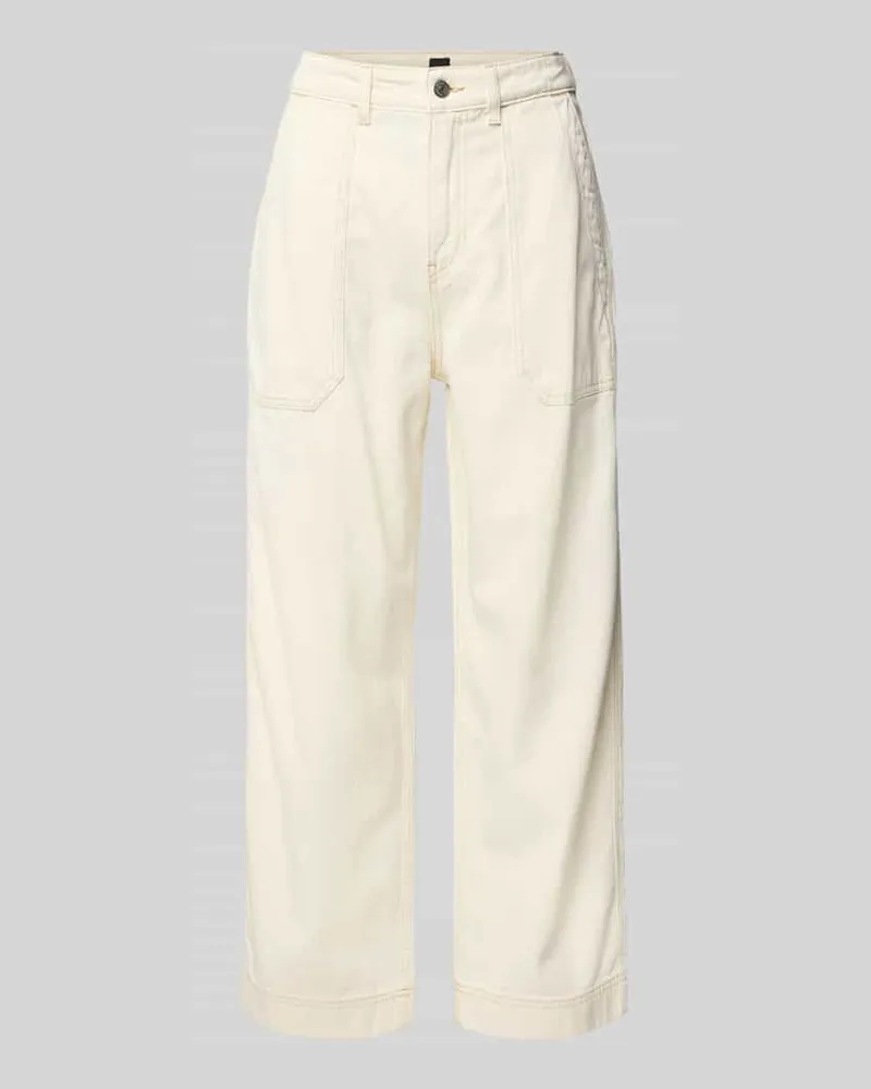 HUGO BOSS Wide Leg Jeans mit Ziernähten Modell 'Barby Weiss