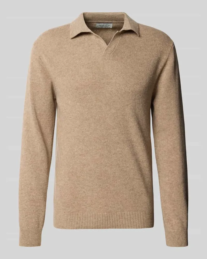 Casual Friday Strickpullover aus Woll-Mix mit Polokragen Modell 'Karl Camel