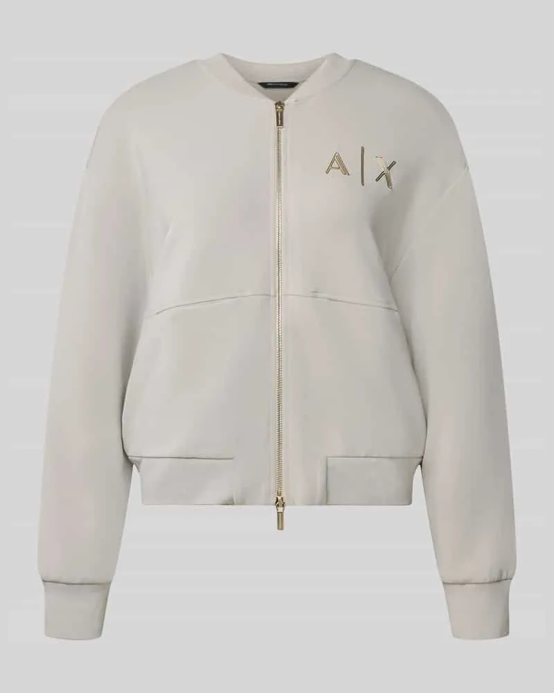 Armani Exchange Sweatjacke mit Label-Print Beige