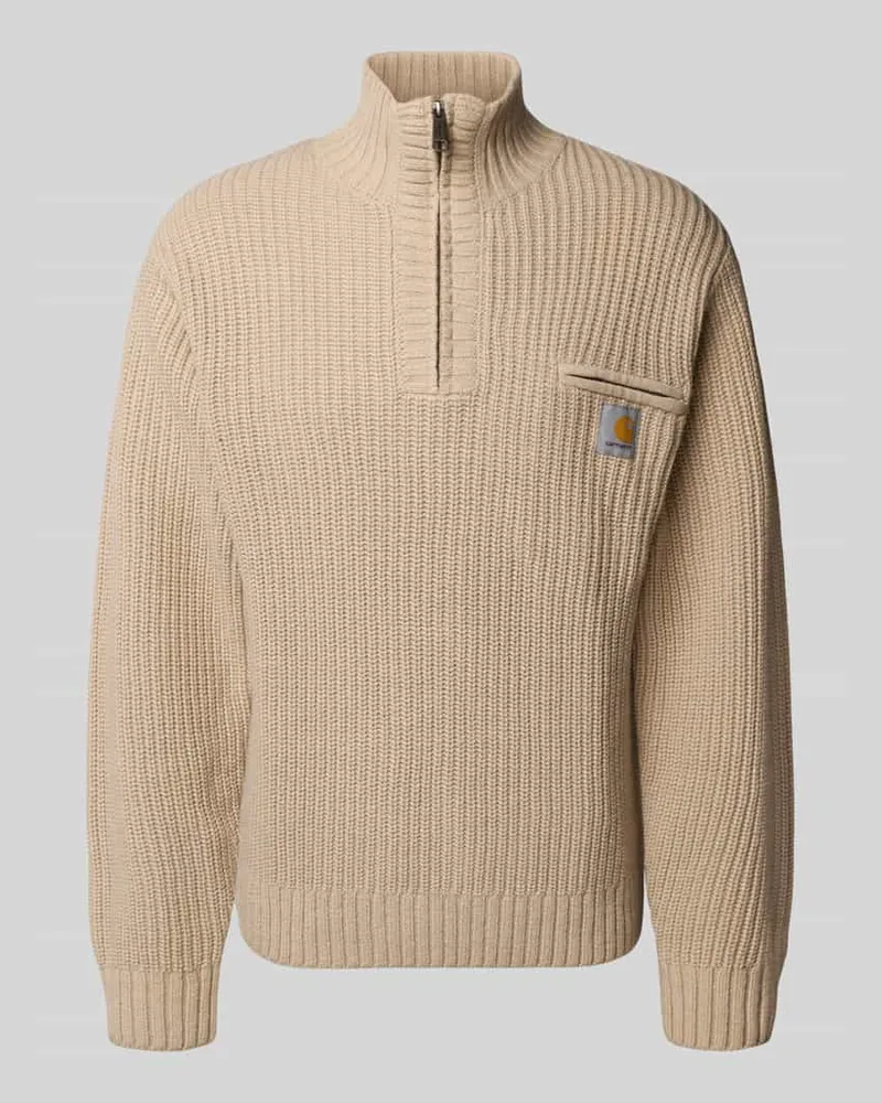 Carhartt WIP Strickpullover mit Stehkragen und Reißverschluss Offwhite