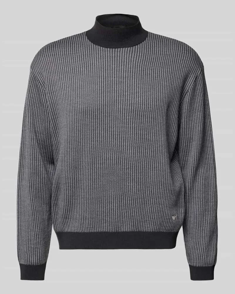 Emporio Armani Strickpullover mit gerippten Abschlüssen Black