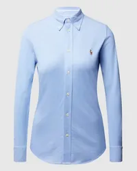 Ralph Lauren Skinny Fit Bluse aus Piqué Hellblau