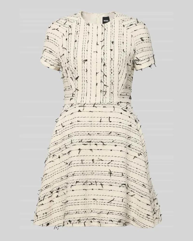 HUGO BOSS Tailliertes Etuikleid aus Baumwoll-Mix Modell 'DATARNI1 Offwhite