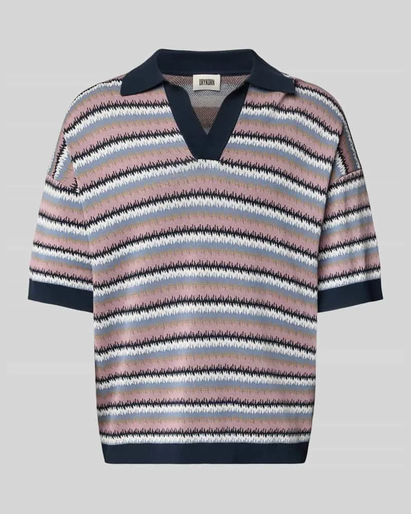 Drykorn Oversized Poloshirt mit V-Ausschnitt Modell 'LAURENZZO Rose