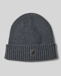 HUGO BOSS Beanie aus Schurwolle mit Label-Detail Modell 'Fati Anthrazit