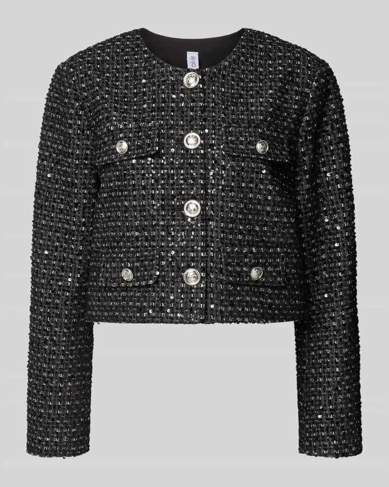 Liu Jo Cropped Blazer mit Viskose-Anteil und Paillettenbesatz Black