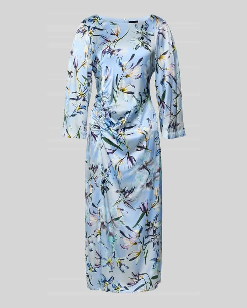 Marc Cain Midikleid aus Seiden-Mix mit Raffungen Hellblau