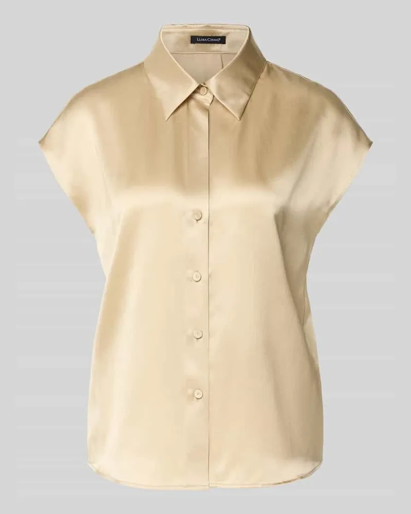 Luisa Cerano Regular Fit Bluse aus Seide mit Knopfleiste Sand