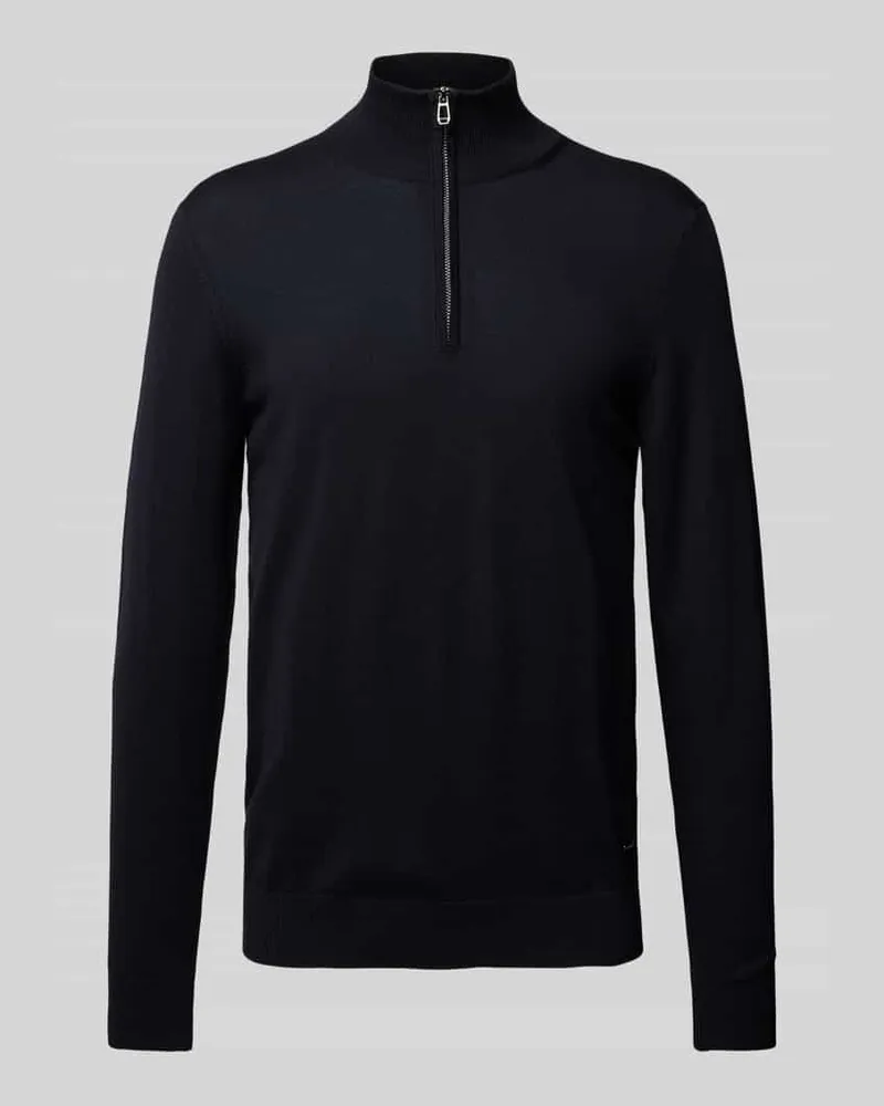 JOOP! Strickpullover mit Troyer-Kragen Modell 'Dario Marine