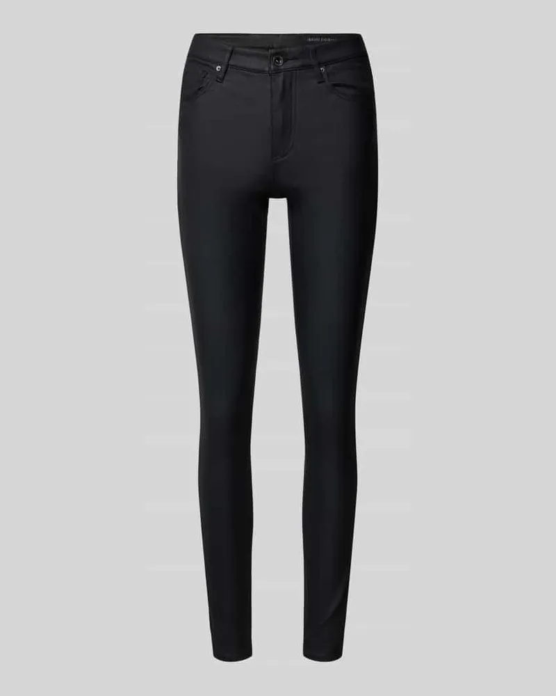 Armani Exchange Super Skinny Fit Jeans in Leder-Optik Black
