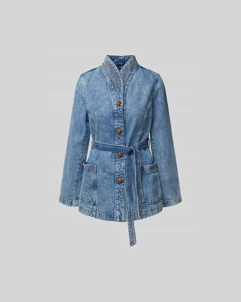REMAIN Jeansjacke mit Taillengürtel Jeansblau