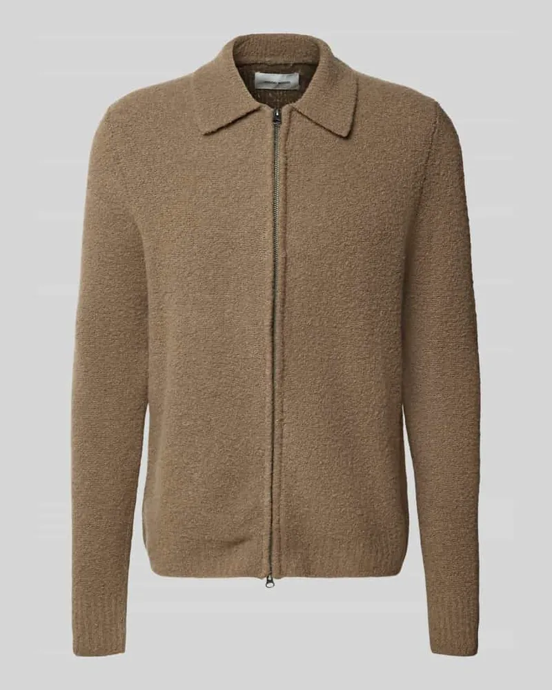 Wood Wood Cardigan mit Zweiwege-Reißverschluss Modell 'Andy Hellbraun