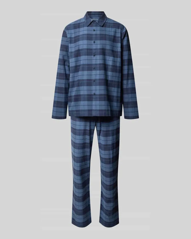 Schiesser Pyjama-Set mit Zugband Taille Blau