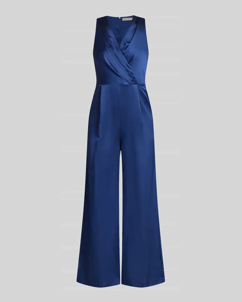 Rinascimento Jumpsuit aus Satin mit V-Ausschnitt Blau