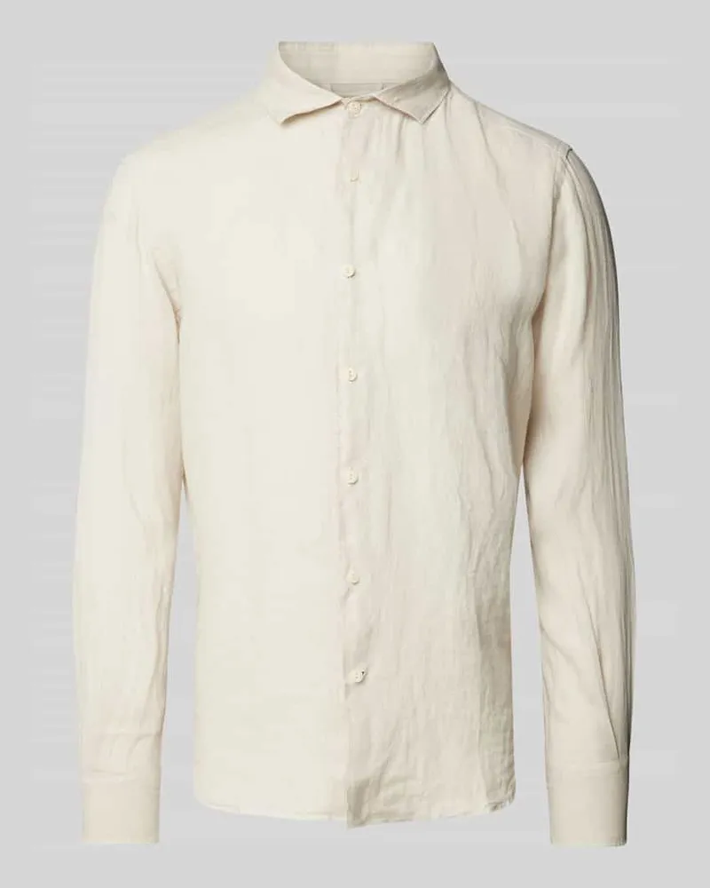 MC2 Saint Barth Regular Fit Leinenhemd mit Kentkragen Modell 'PAMPLONA Beige