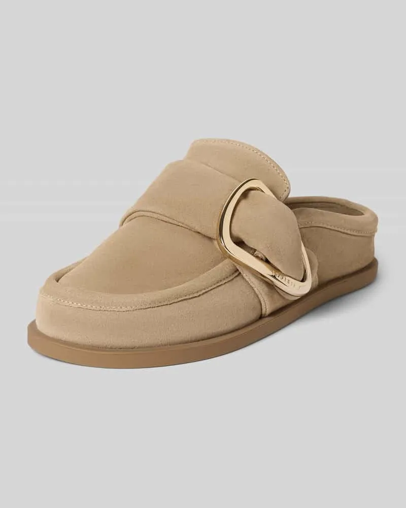 INUIKII Mules aus echtem Leder mit Logo-Detail Beige