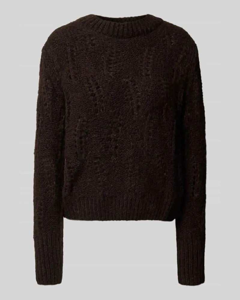 JOOP! Strickpullover mit Alpaka-Anteil und Rundhalsausschnitt Schoko