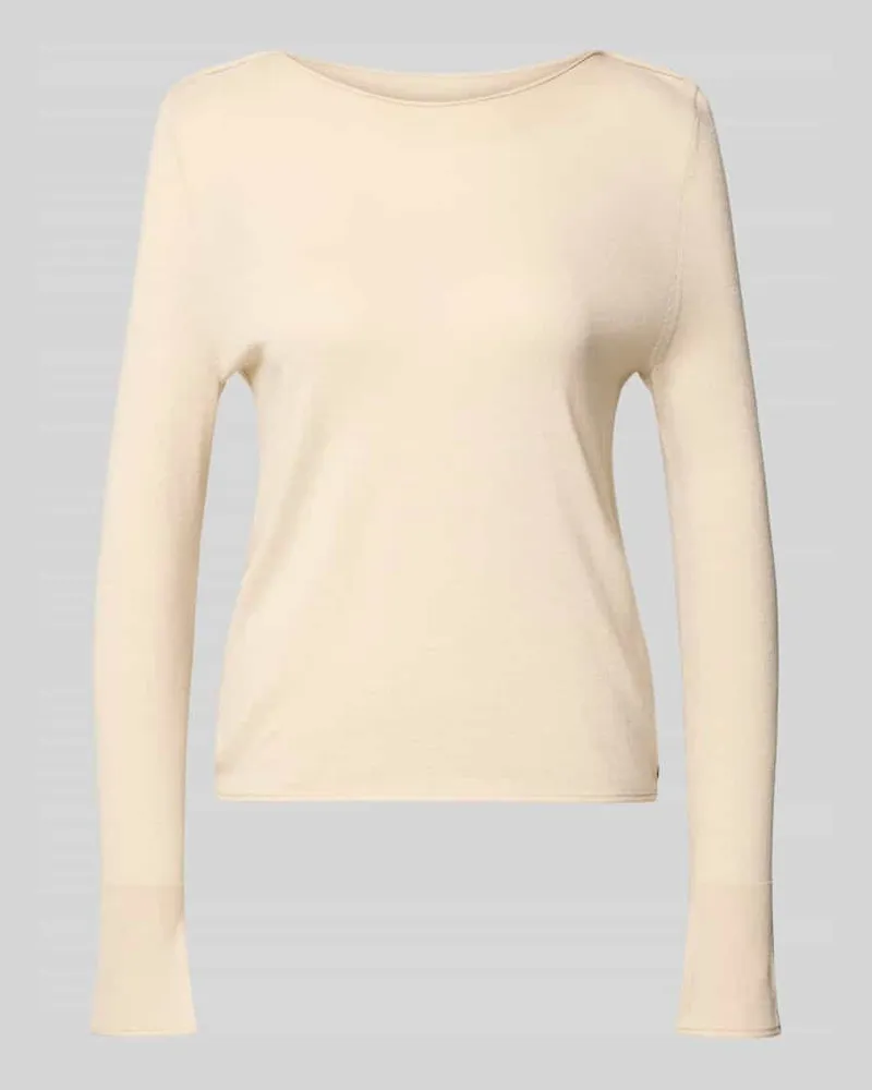 Marc Cain Strickpullover mit geripptem Rundhalsausschnitt Sand