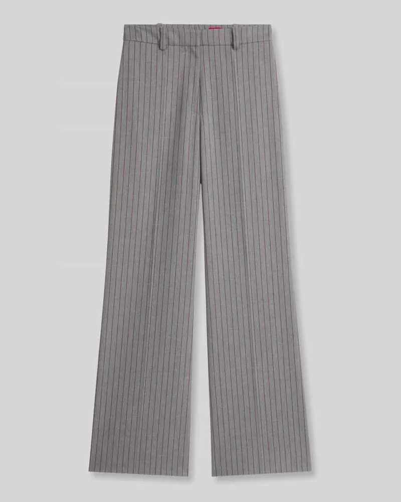 HUGO BOSS Regular Fit Weite Hose mit Viskose-Anteil Modell 'Hasmina Mittelgrau