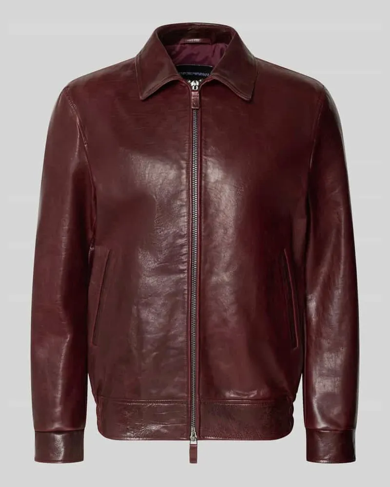 Emporio Armani Regular Fit Jacke in Leder-Optik mit Umlegekragen Bordeaux