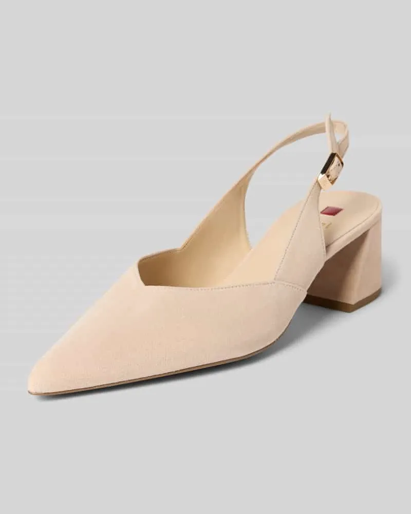 Högl Pumps aus Leder mit Blockabsatz Sand