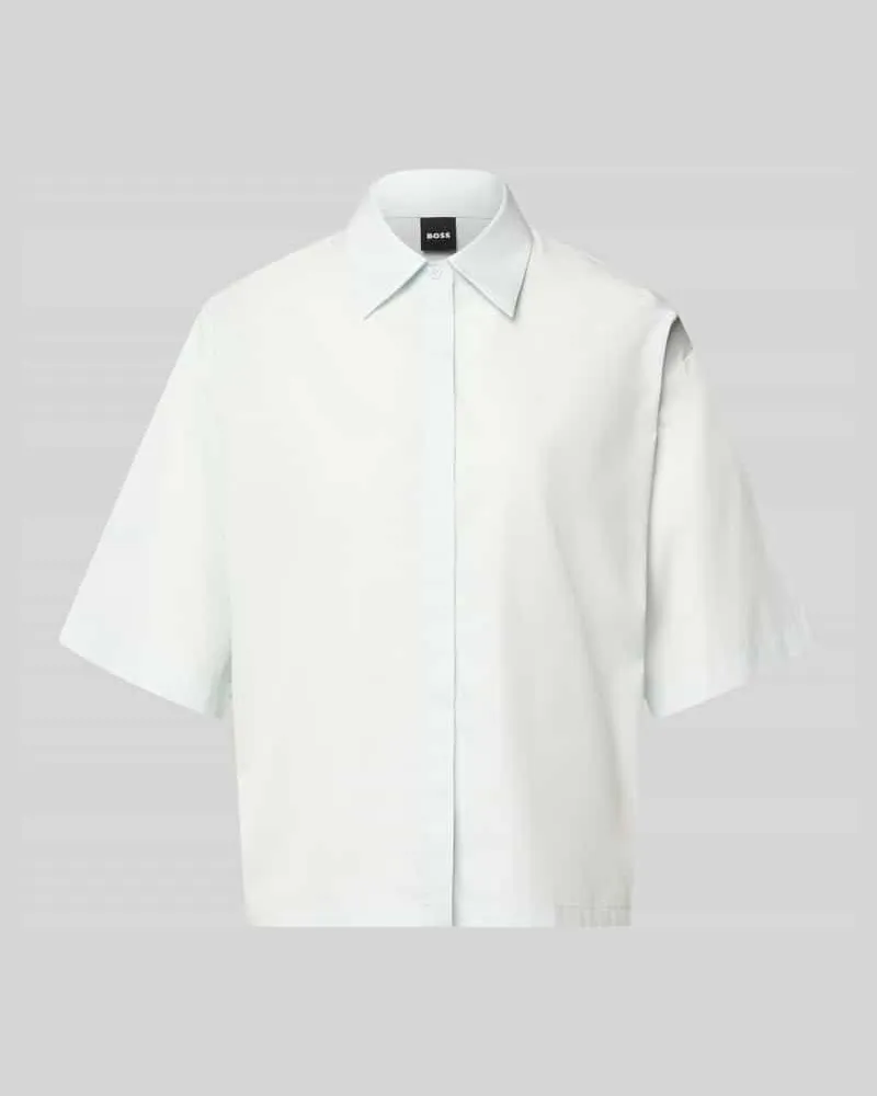 HUGO BOSS Oversized Hemdbluse aus reiner Baumwolle Modell 'BIMINA Hellblau