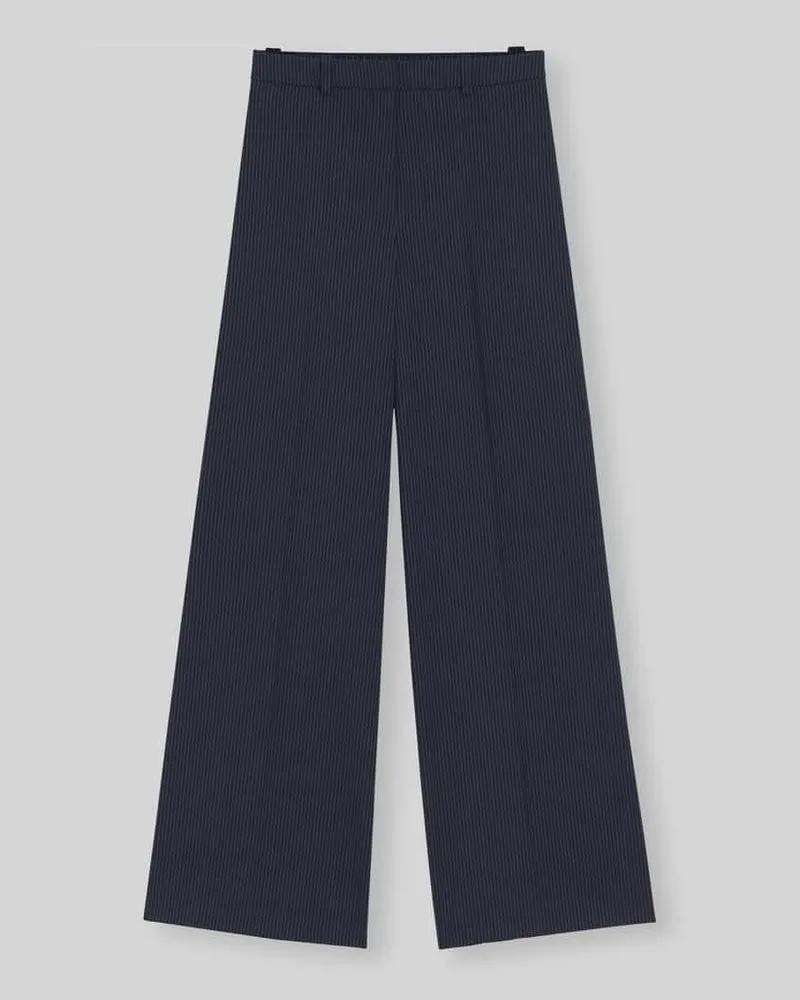 HUGO BOSS Wide Leg Hose mit Nadelstreifen-Muster Marine