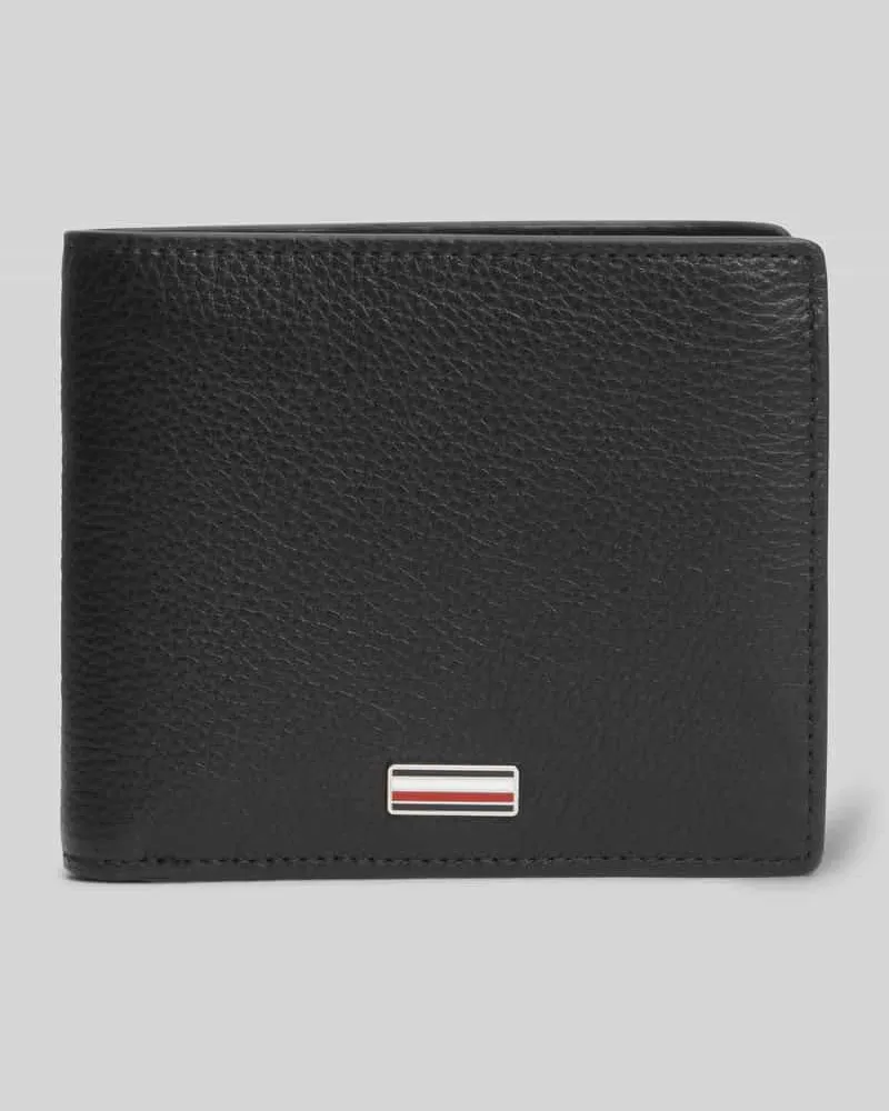 Tommy Hilfiger Portemonnaie aus echtem Leder mit Logo-Applikation Black