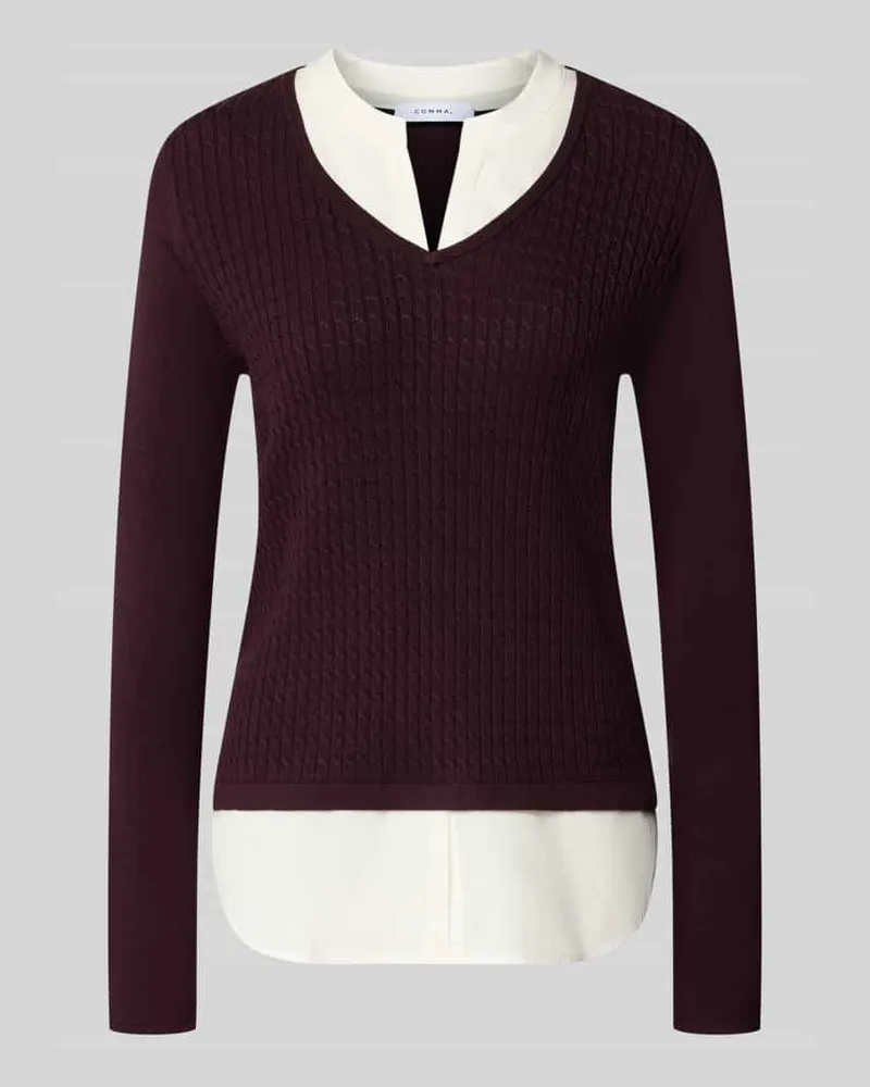 COMMA Longsleeve aus Viskose-Mix in Strick-Optik Bordeaux
