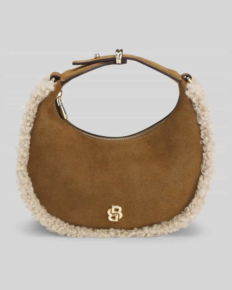 HUGO BOSS Umhängetasche mit Shearlingrand Camel