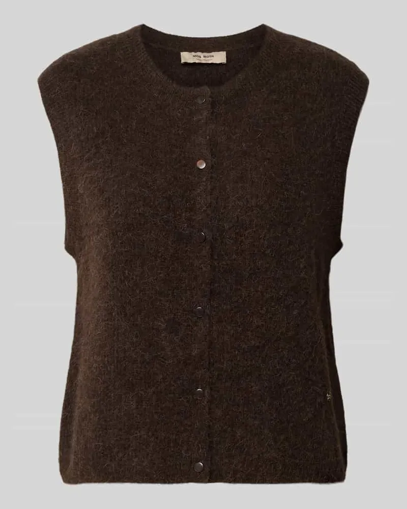 Mos Mosh Regular Fit Cardigan aus elastischem Alpaka-Mix mit Knopfleiste Dunkelbraun