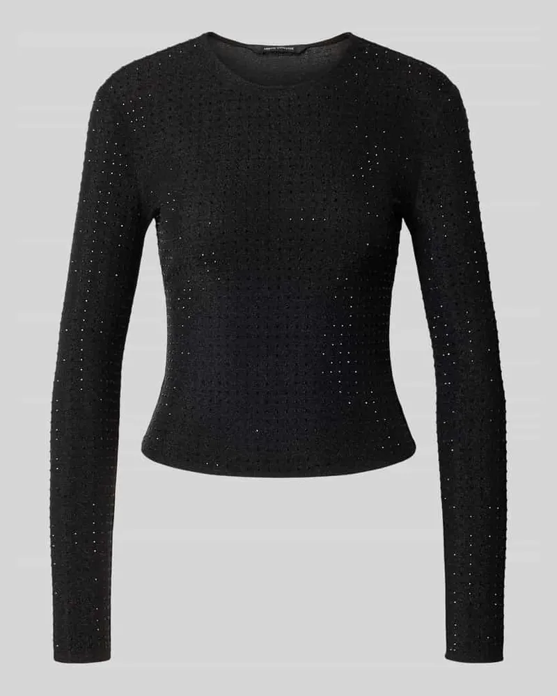 Armani Exchange Slim Fit Langarmshirt mit Strasssteinen Black