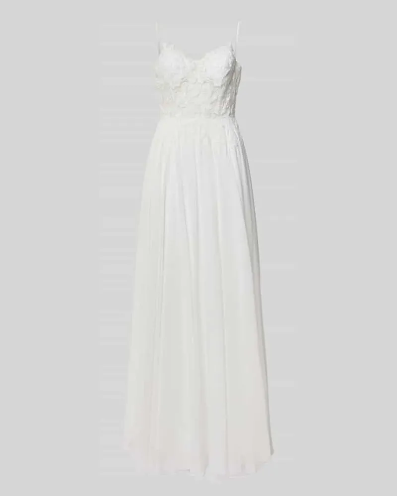 LUXUAR Maxikleid mit Stitchings und rückseitiger Schnürung Offwhite