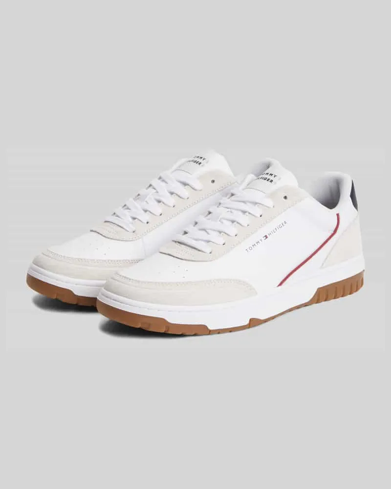Tommy Hilfiger Sneaker aus echtem Leder mit Logo-Schriftzug Weiss