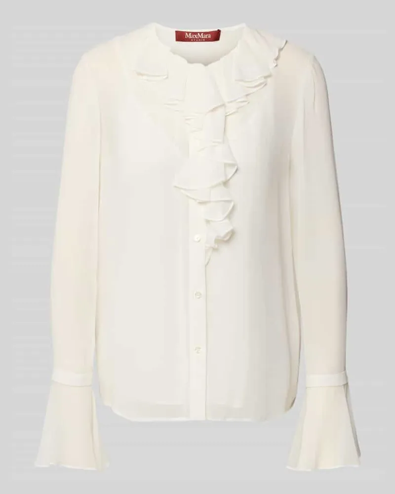 Max Mara Regular Fit Langarmbluse mit Top aus reiner Seide Offwhite
